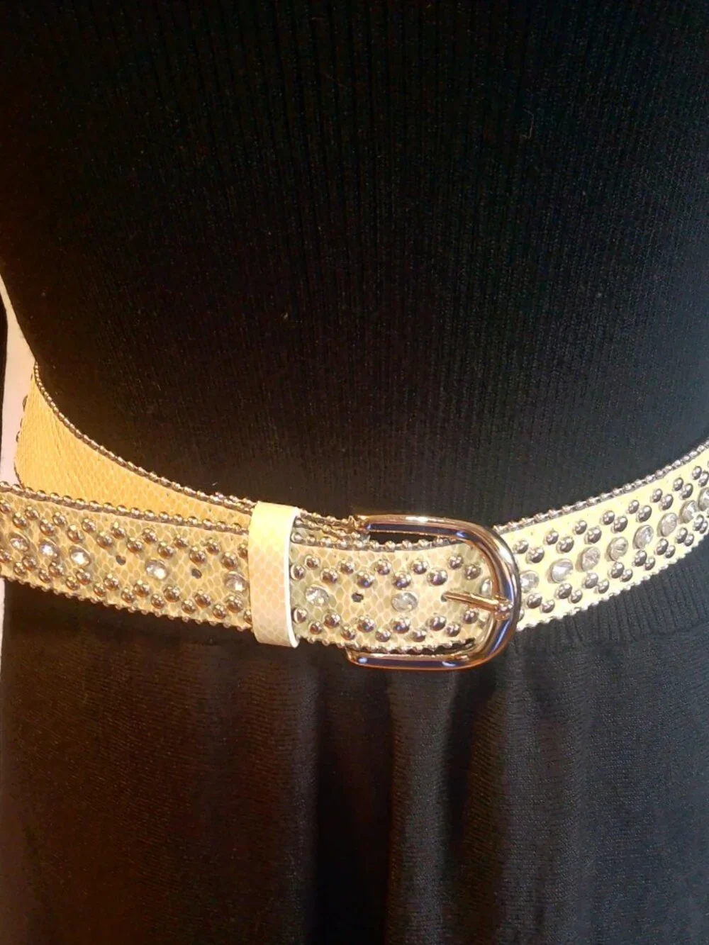 Y2K Faux Snakeskin Rhinestone & Studded Western Statement Belt